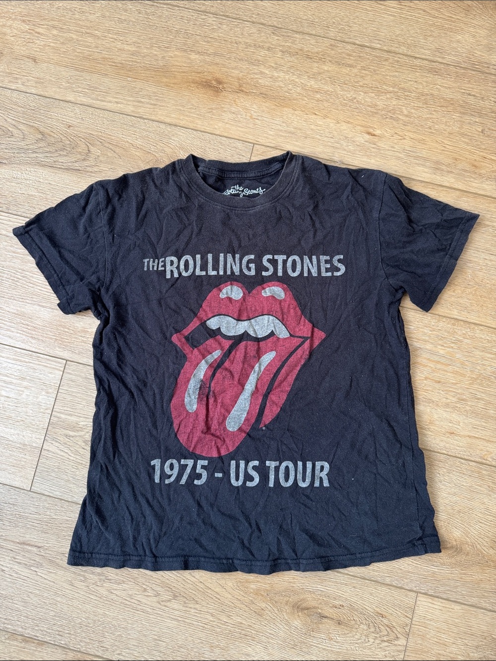 The Rolling Stones Black Tee with Red Tongue Graphic